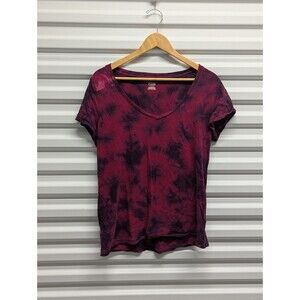 PINK by Victoria's Secret Size Large burgundy tie dye check tee tshirt